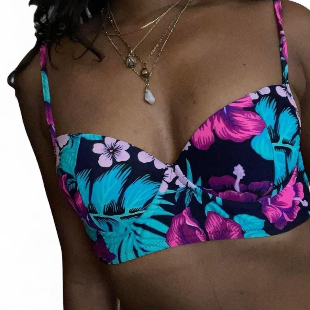 Neon Floral Bikini Top